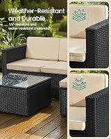 SONGMICS Garden Furniture Set PE Rattan Patio Corner Sofa With Cushions view 3