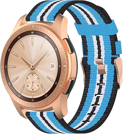 Amazon Com Fit For Samsung Galaxy Watch Active 2 40mm 44mm Watch Bands 20mm Woven Nylon Replacement Band Straps Canvas Wristbands Fit For Garmin Forerunner 245 Music For Women Men Blue