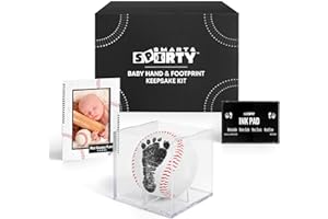 SMART AND SPORTY Baby Hand and Footprint Kit - Baby Baseball Handprint Kit - Baseball Baby Shower Gifts for Boys - New Dad Gifts for Men, New Baby Boy Gift Unique, First Time Dad Gifts, Newborn Keepsake