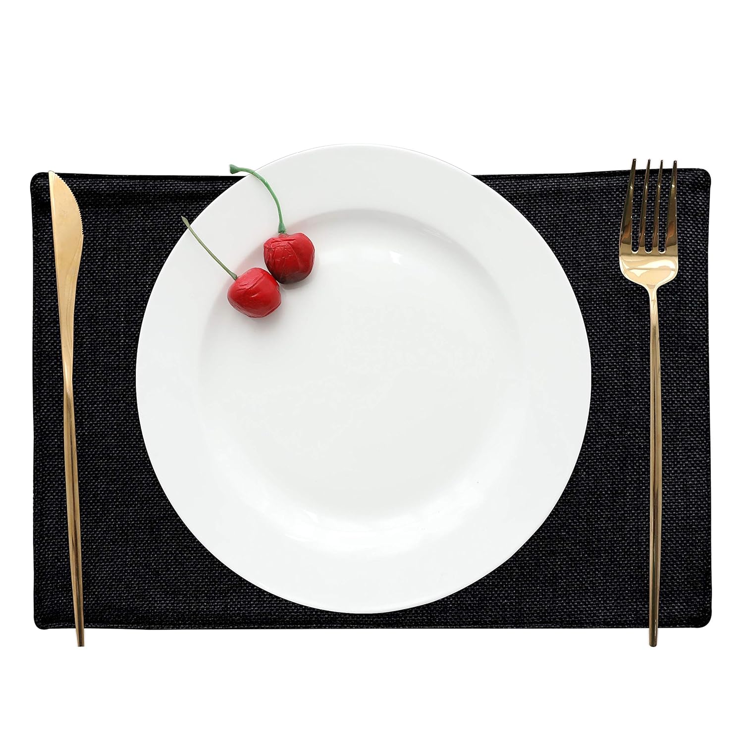 HOME BRILLIANT Placemats Set of 4 Heat Resistant Dining Table Place Mats Kitchen Table Mats, Black