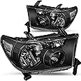 JSBOYAT Halogen Headlight Assembly Pair Fit for 2007 2008 2009 2010 2011 2012 2013 Toyota Tundra & 08-17 Sequoia, Black Housing Clear Reflector, Without Headlight Leveling Adjuster