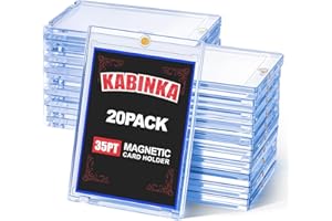 Kabinka 35PT Magnetic Card Holder Fits Sleeved Cards, One Touch Holder for Trading Cards, Crystal Clear UV Protectors for MTG, PTCG, Sports, Baseball Card, Hard Plastic Display Case (20-Pack)