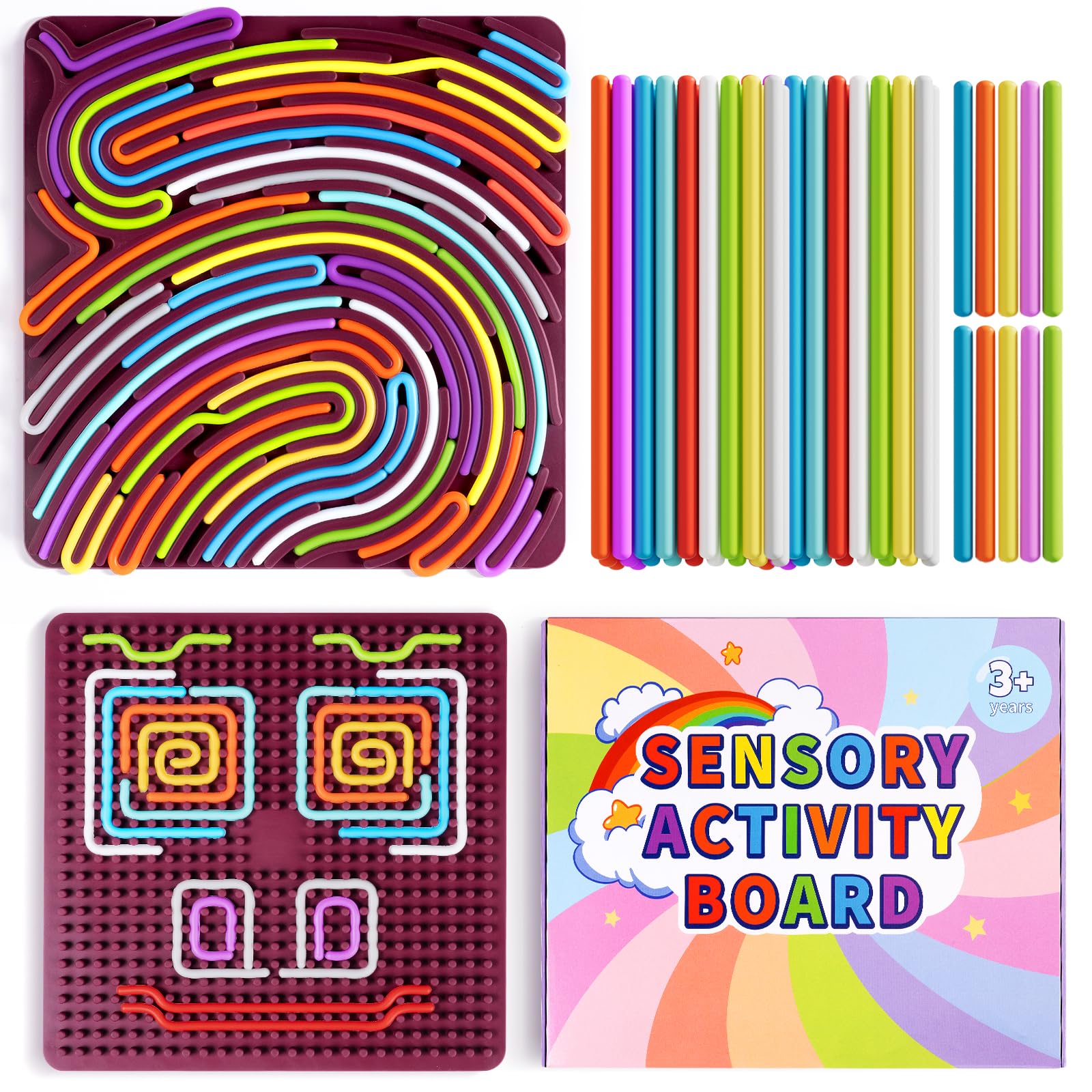 Photo 1 of Sensory Activity Board - Large Double-Sided Silicone Fidget Toy, Calming Quiet Toy for Anxiety, Autism & ADHD, Stress Relief for 3+ Kids,Toddlers,Adults,Silent Activities for Airplane & Car Travel