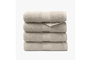 1888 Mills 4 Pack Premium Hand Towel Set, True Classics Premium Cotton Blend, Super Soft and Highly Absorbent Hand Towels for Bathroom, Hotels, Spa and Gym, Taupe
