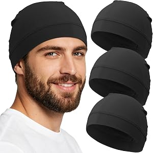 PHILIGHTS 3-Pack 100% Cotton Skull Cap for Men Women Helmet Liner Caps | Soft Breathable Skin-friendly Pure Cotton Thin Chemo