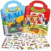 2 Sets Reusable Sticker Books for Toddler 1-3, Activity Books for Toddlers 2-4, Arts Crafts Jelly Stickers Travel Toys for Kids 3-5, Holiday and Birthday Gifts Easter Basket Stuffers for Boys Girls
