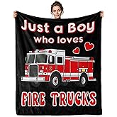 Jekeno Fire Truck Gifts Blanket for Kids Fire Truck Blanket for Truck Lover Boys Kids Red Truck Gift for Bed Couch Nursery Birthday (50x60 Inch)