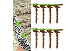 CAIRIAC Beach Towel Clips, Outdoor Towel Anchor Stakes Clips, Anchor Stakes Clamps, Picnic Blanket Holders Beach Sand Spikes (Coconut Palm Tree, 10pcs)