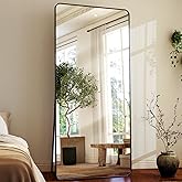 HARRITPURE 71"x32" Large Full Length Mirror - Rectangular Black Aluminum Frame Floor Mirror with Stand for Bedroom, Living Room, Cloakroom, Full Body Reflection