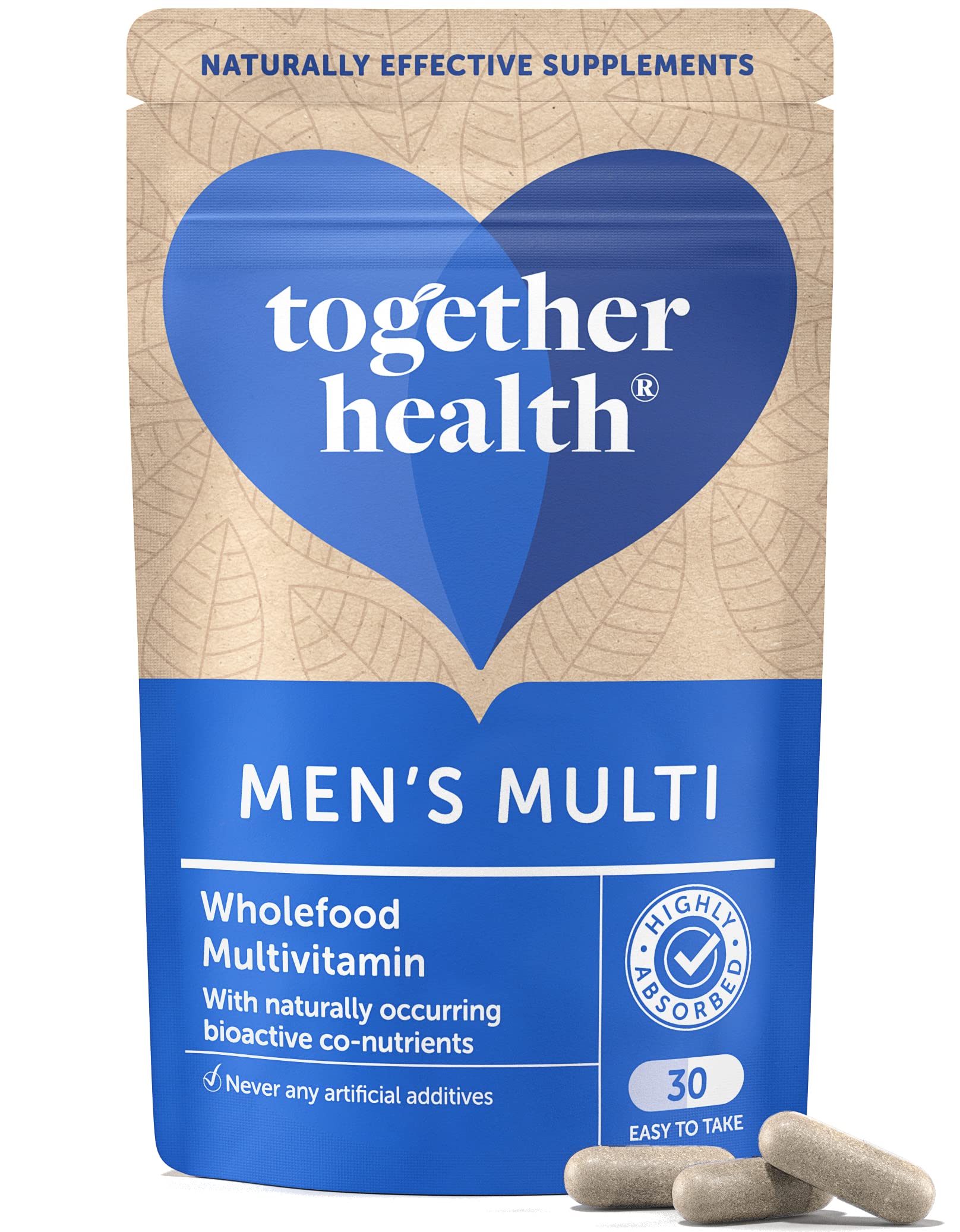 Men’s Multi VIT & Mineral – Together Health – Specially Formulated for Men – 22 Nature-Based Nutrients – Vegan Friendly – Made in The UK – 30 Vegecaps