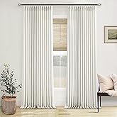 Custom Made Pinch Pleated Linen Curtains 105 Inches Long for Living Room 2 Panels Set Cream Ivory Memory Pleated Drapes Back Tab Neutral Boho Ceiling Floor 105 Inch Window Curtains Natural Birch