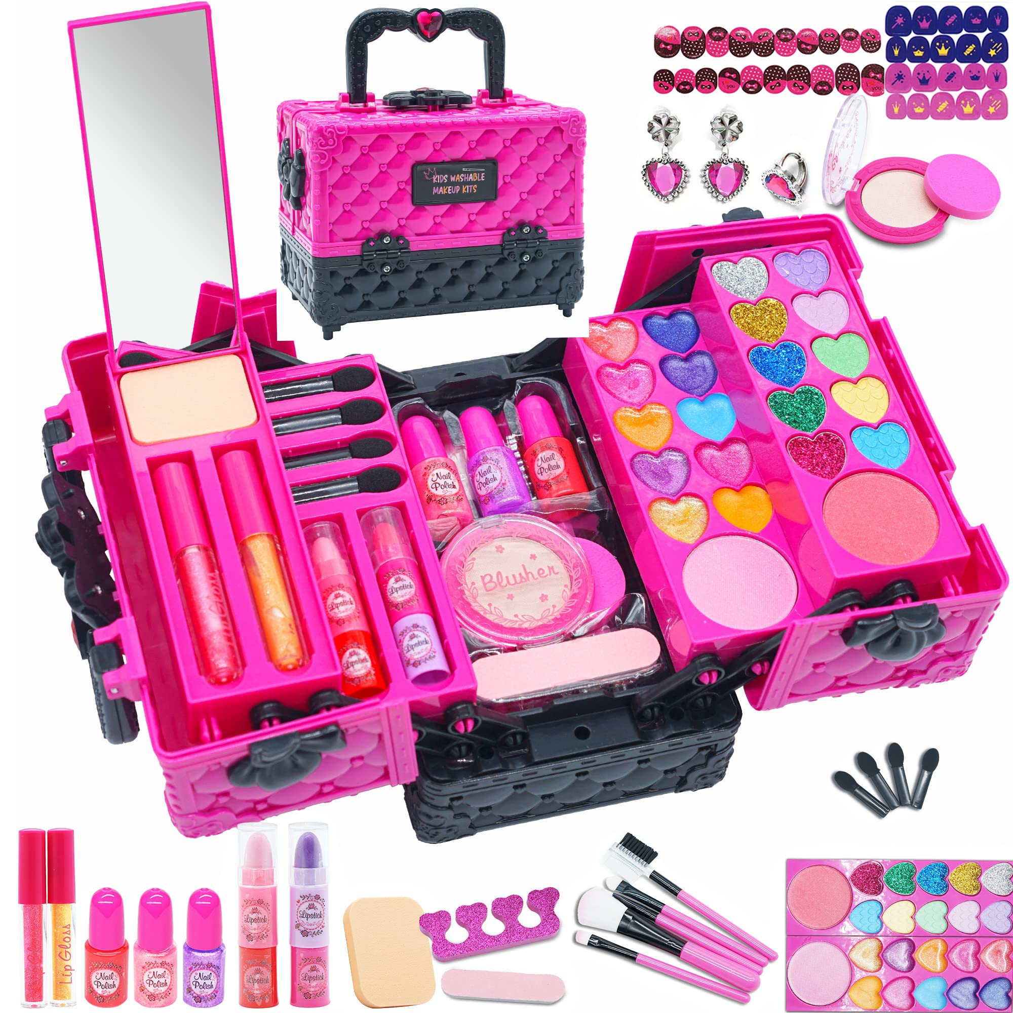 Mrabbitoo Kids Makeup Sets For Girls - 52PCS Toys Children Set Washable Make Up Little Girls,Princess Play Games Presents,Teenage Gifts Christmas Birthday Age 4-12 Year Old (UK-08)