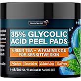 NUVADERMIS 35% Glycolic Acid Peel Pads – Exfoliating Facial Resurfacing for Blackheads, Dark Spots, and Acne – Safe for Sensitive Skin – 60 Double-Sided Pads