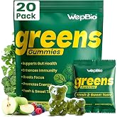 WepBio Greens Daily Gummies for Women and Men, 160 Count, 20 Servings | Superfood Multivitamin Gummy for Gut Health and Immune Support, with Vitamins, Minerals, Adaptogens, Prebiotic Fiber