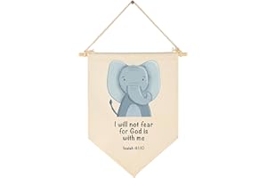 GEANHIL Animal Christian Nursery Decor-Bible Verse Art-Jungle Safari-Scripture Flag Decor Gift for Baby Boys Girls Newborn Kids-Banner Wall Sign Gifts for Nursery Baby Room Playroom Bedroom Front Door