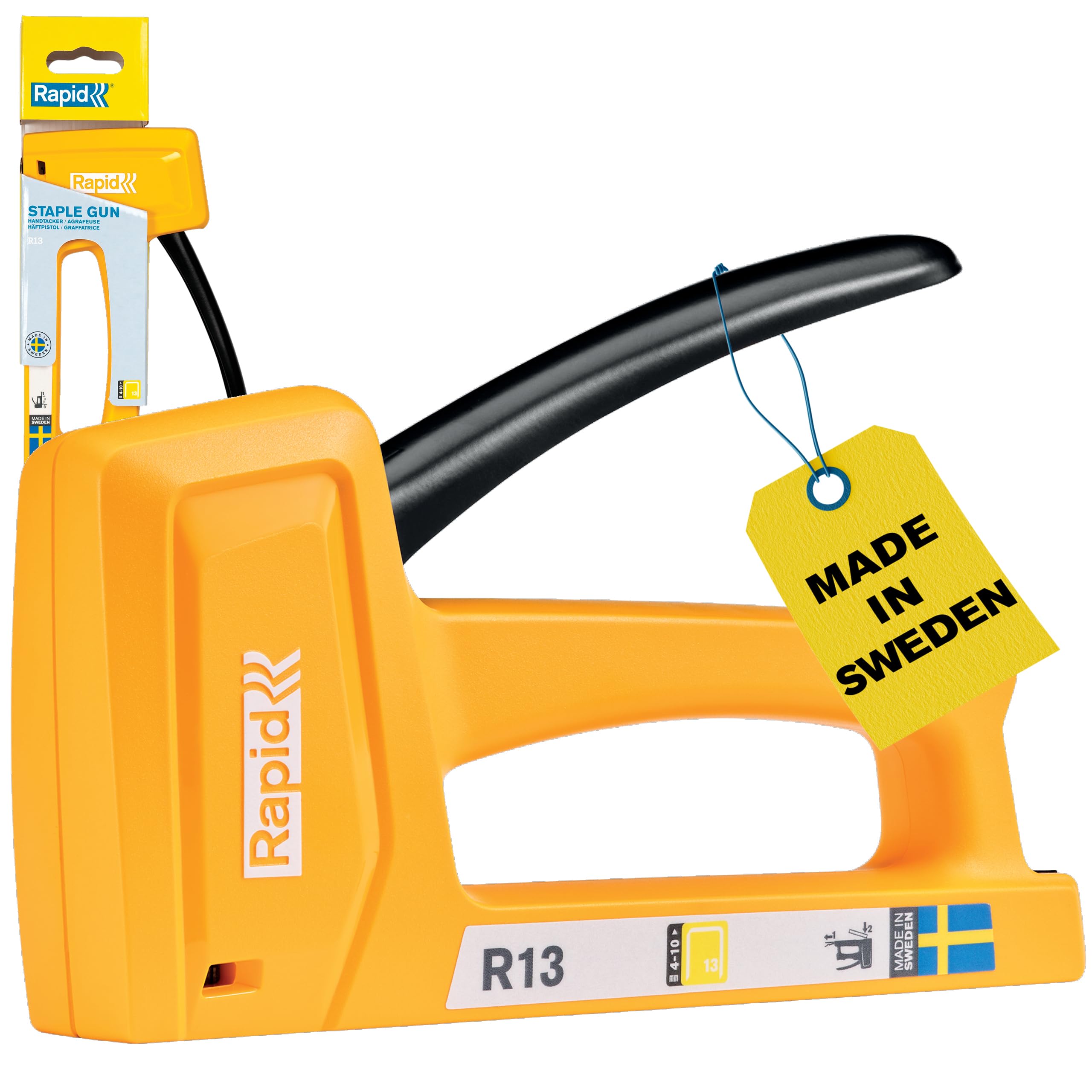 Rapid Light Duty Manual Staple Gun for Wood - Wall Stapler - Upholstery Staple Gun with Ergonomic Handle and All-Steel Interior Wear Parts - Made in Sweden R13