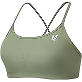 ViKiUiKi Women's Sports Bras Adjustable Cross Sports Bra Removable Padding Strappy Athletic Crop Tops for Yoga Gym Running
