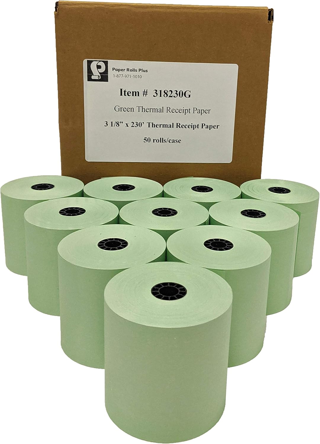 Green Thermal Receipt Paper 3 1/8" x 230' St. Patricks