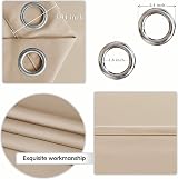 DWCN Blackout Curtains 90 x 90 Beige 2 Panels Thermal Insulated Eyelet view 3