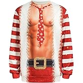 Kosgraiy Ugly Christmas Sweatshirt for Men Women Funny 3D Print Pullover Long Sleeve Xmas Sweater Shirt