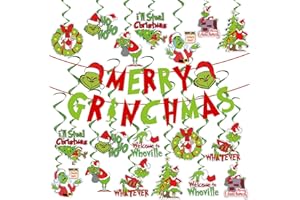 Adurself Christmas Party Decorations - 38Pcs Red Green Hanging Swirls Foil Swirl Ceiling Hanging Decorations Merry Christmas Banner for Xmas Holiday Baby Shower Birthday Supplies