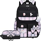 NSEQB Girls Backpack,Kids School Backpack With Lunch Box Pencil Case Set,Cute Childrens Schoolbag For Girls