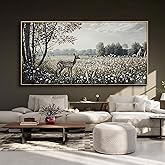 yiijeah Farmhouse Wall Decor - Large Canvas Wall Art Artwork Deer Landscape Vintage Floral Rustic Print Neutral Picture Artwork for Home Living Room Bedroom Office Decoration