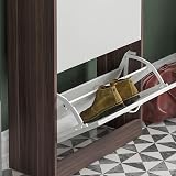 Vida Designs 3-Drawer Walnut White Wooden Shoe Cabinet Storage view 5