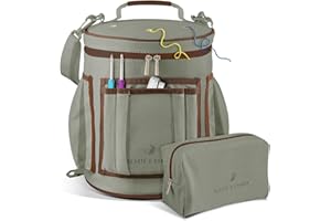 Crochet Bag Organizer – Durable Knitting Bag, Yarn Organizer for Crochet Accessories and Supplies, Canvas Yarn Bag, Crochet O