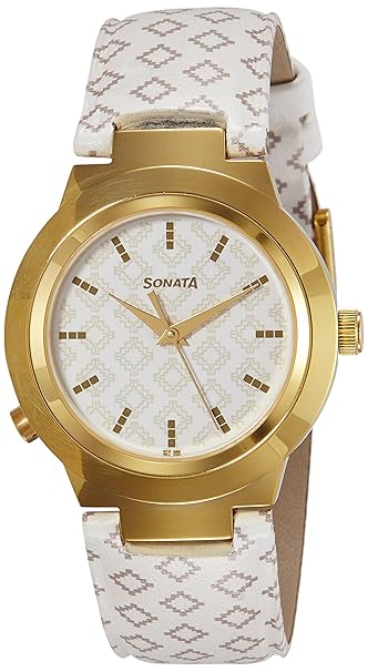 Sonata Analog Off-White Dial Women's Watch - 90057YL01