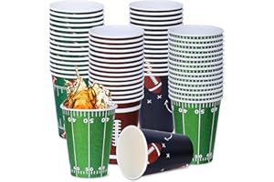 VISIVESSEL 60Pcs 16 OZ Disposable Paper Football Themed Party Cups with 4 Designs for Football Party Decorations, Game Day, Birthday, Tailgate& Super Bowl Supplies (60 Pcs cups(16 OZ))