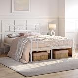 Yaheetech 4ft6 Double Bed Frame with Cloud Headboard White 12 Slats 363kg view 2