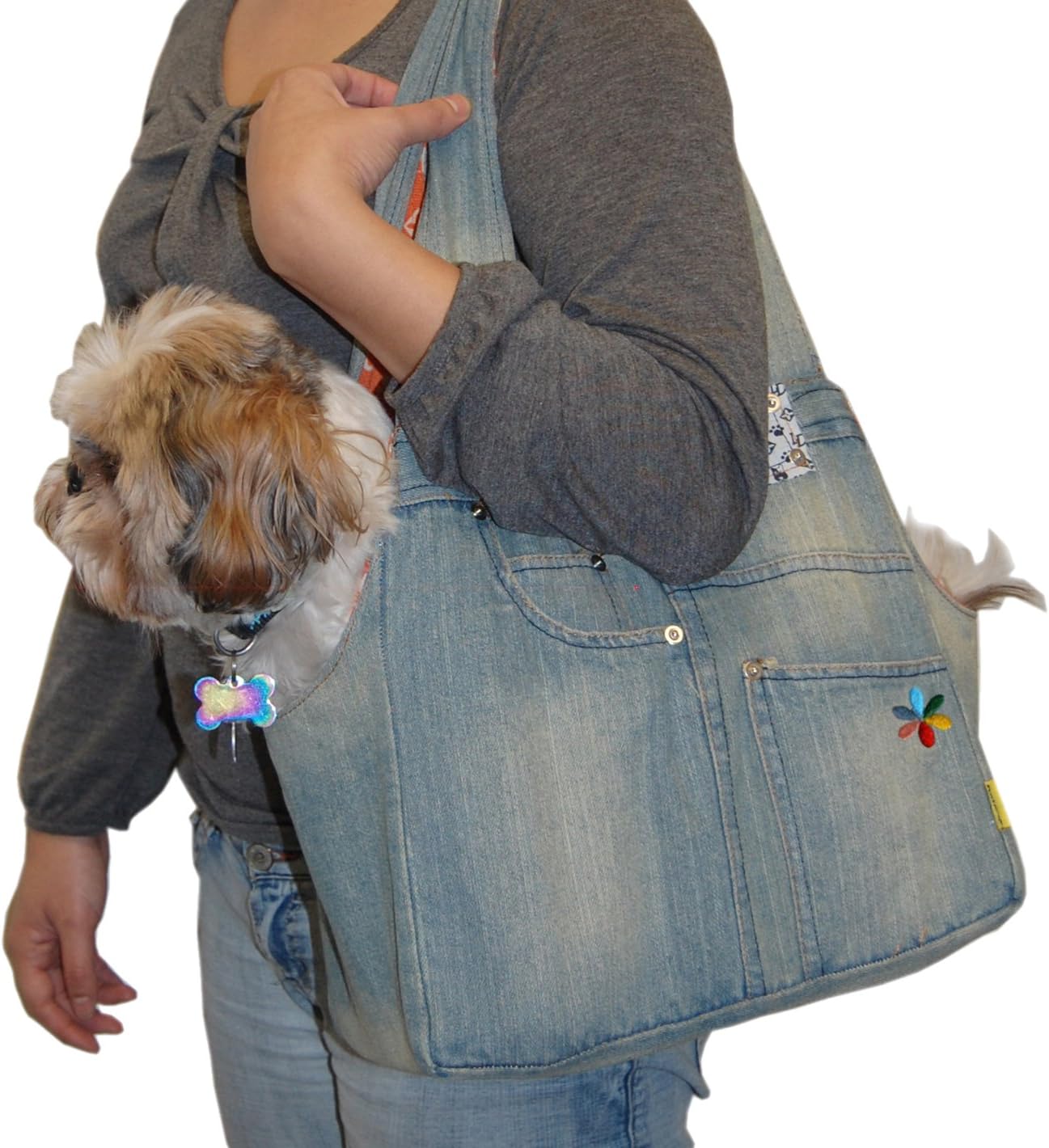 Anima Denim Open Top Pet Carrier for Small Dogs only