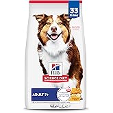 Hill's Science Diet Adult 7+, Senior Adult 7+ Premium Nutrition, Dry Dog Food, Chicken, Brown Rice, & Barley, 33 lb Bag