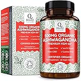 Organic Premium KSM 66 Ashwagandha Herbal Supplement by Nutravita (60 Vegan Ashwanghanda Capsules of 500mg)