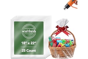 Seal Fresh Shrink Wrap Gift Bags 18 x 22 Inch (25 Pack) — Clear PVC Wrap Bags for DIY Gifts, Holiday Packaging, Party Favors (Ribbon & Base Not Included)
