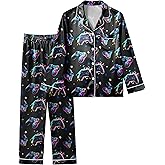 Boys Pajamas Big Boys Silky Pajamas Gamer Satin Long Sleeve and Pants Button Down 2 Piece Pjs Sleepwear Set Size 8-14