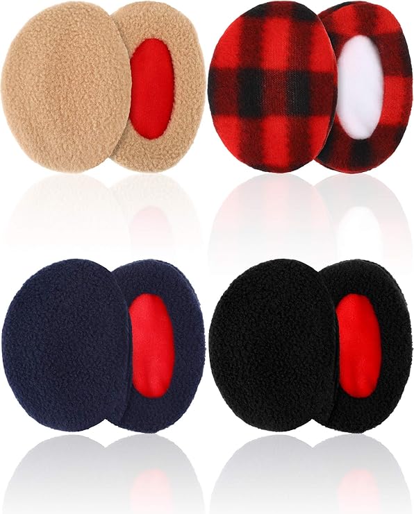 4 Pairs Unisex Bandless Ear Warmers Fleece Ear Muffs Thick Winter Ear