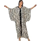 Beach Cover-ups Women's Wave Point V-Neck Caftans Rayon Ethnic Print Plus Size Caftan Over-Sized Half-Sleeve Kaftan
