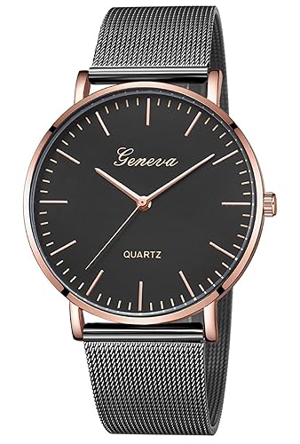 Quartz Movement Black Dial Analogue Women Watch (GP-410)