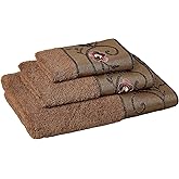 Zahari Home Larrisa Floral Bathroom Towel Set - 3 Piece Bath, Hand, and Wash Towels - Modern Classic Contemporary Decor With Beautiful Unique Design - Stylish Flower Set