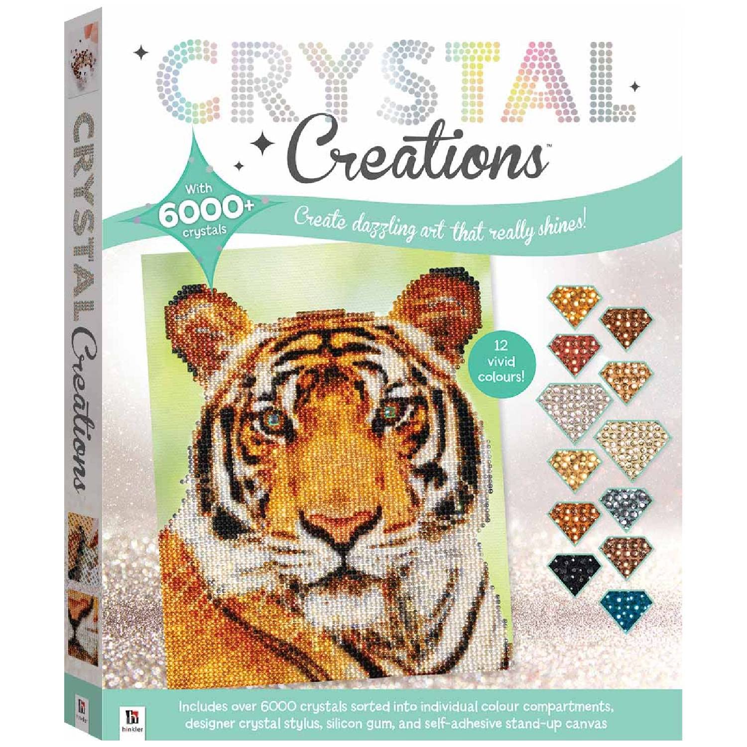 Hinkler - Wild Tiger Crystal Creations Kit - Diamond Painting Kit for Adults - Big Cat Diamond Art Set - Includes over 2000 Crystals and Stand-Up Canvas - Arts and Craft s - Diamond Picture Art