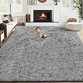 8x10 Area Rugs for Living Room: Fluffy Shag Soft Washable Rug Large Fuzzy Plush Indoor Carpet for Bedroom Nursery Playroom Kids Girls Boys Room (Grey, 8'x10')