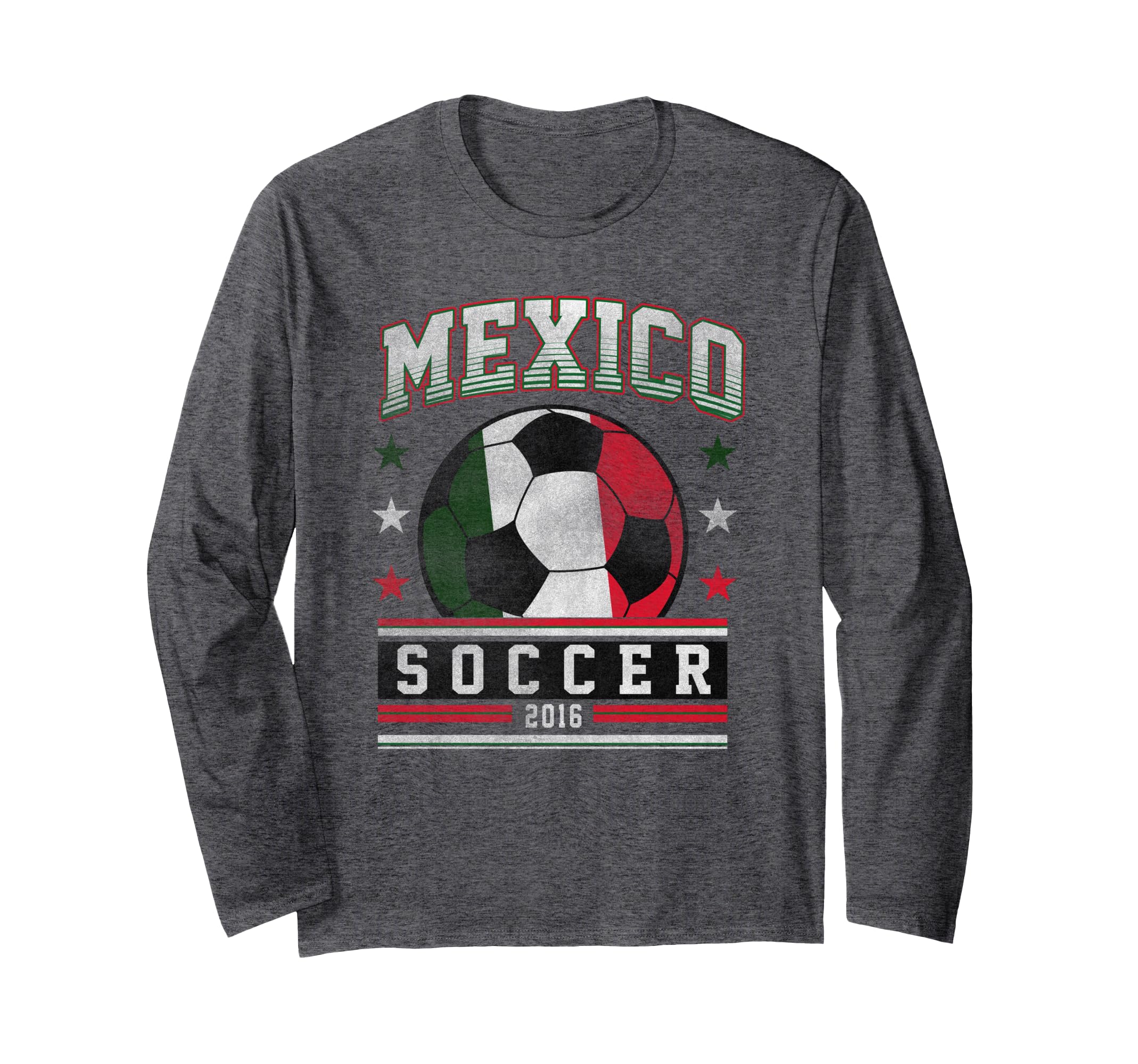 Mexico Soccer Green White Red Ball Long Sleeve T-Shirt