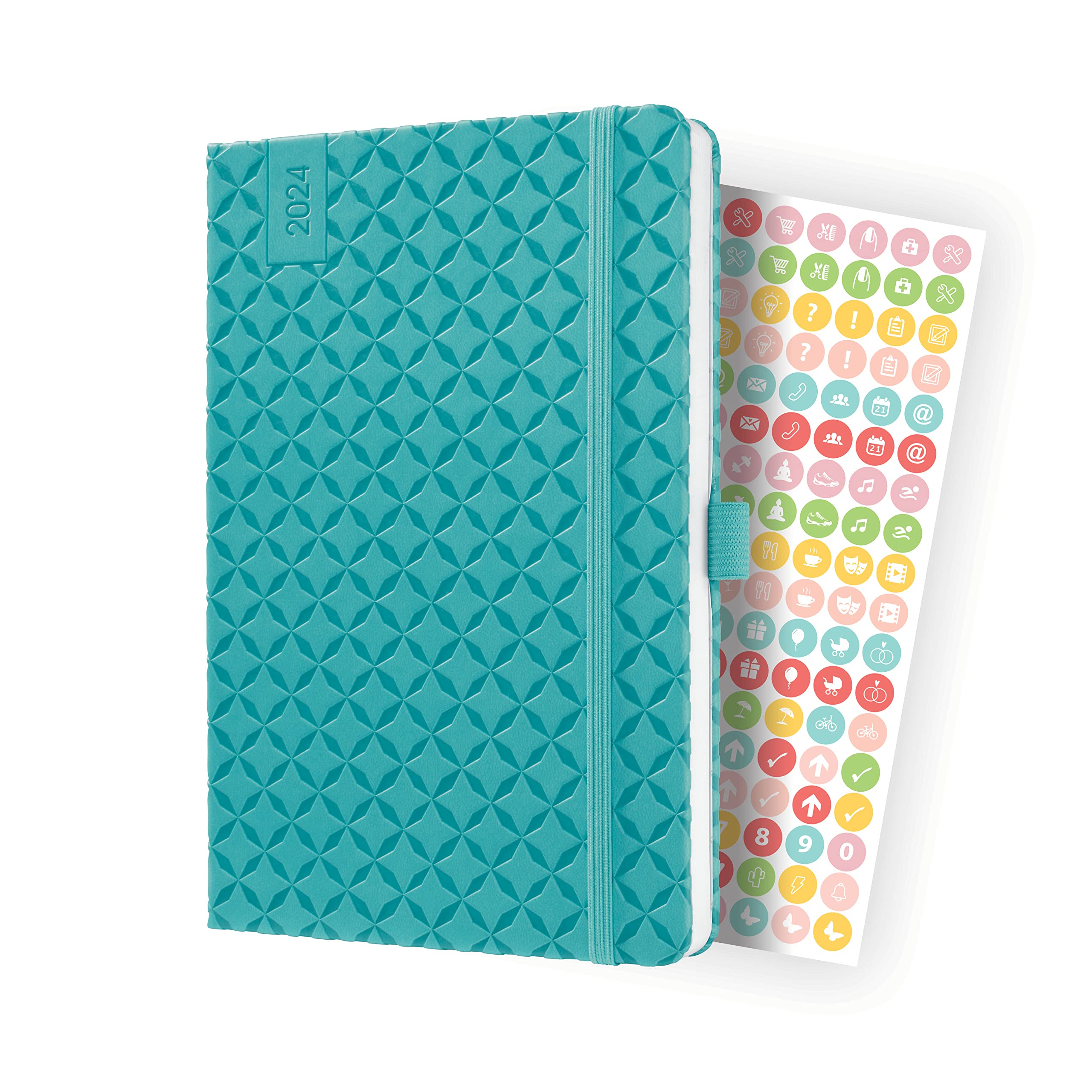 SIGEL J4103 Jolie Weekly planner 2024, hardcover, 13,5 x 20,3 cm, 174 pages, petrol Blue