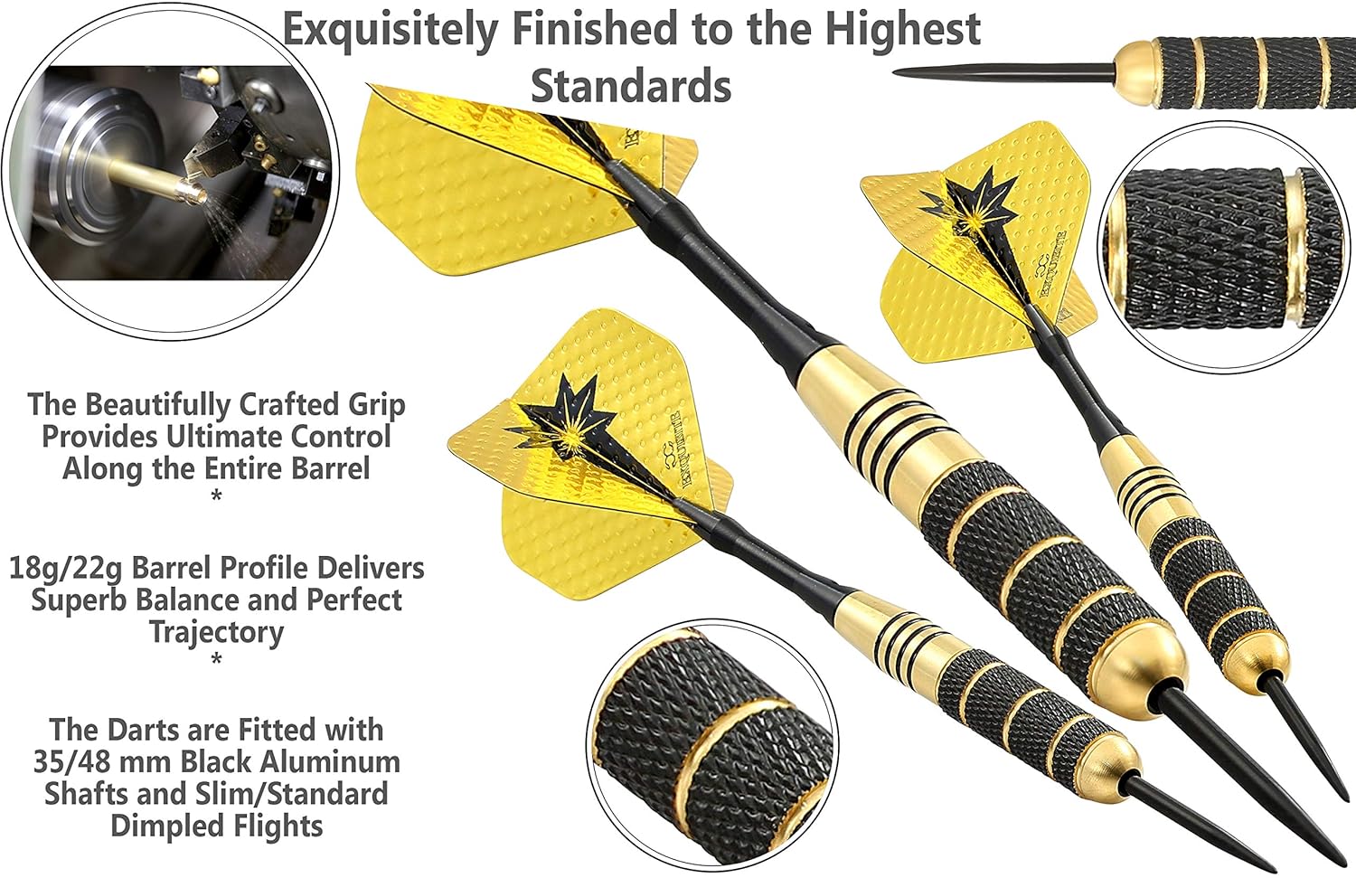 Professional Darts Set 6 Steel Tip Darts (18gram/22gram) 12 Aluminum