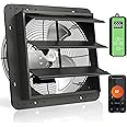 Kiroto 12 Inch Shutter Exhaust Fan, 1600 CFM High-Speed Vent Fan with Temperature and Timer Control, Wall-mounted Window Attic fan, Gable Fan with APP WIFI Remote Control, 12" Garage Exhaust Fan