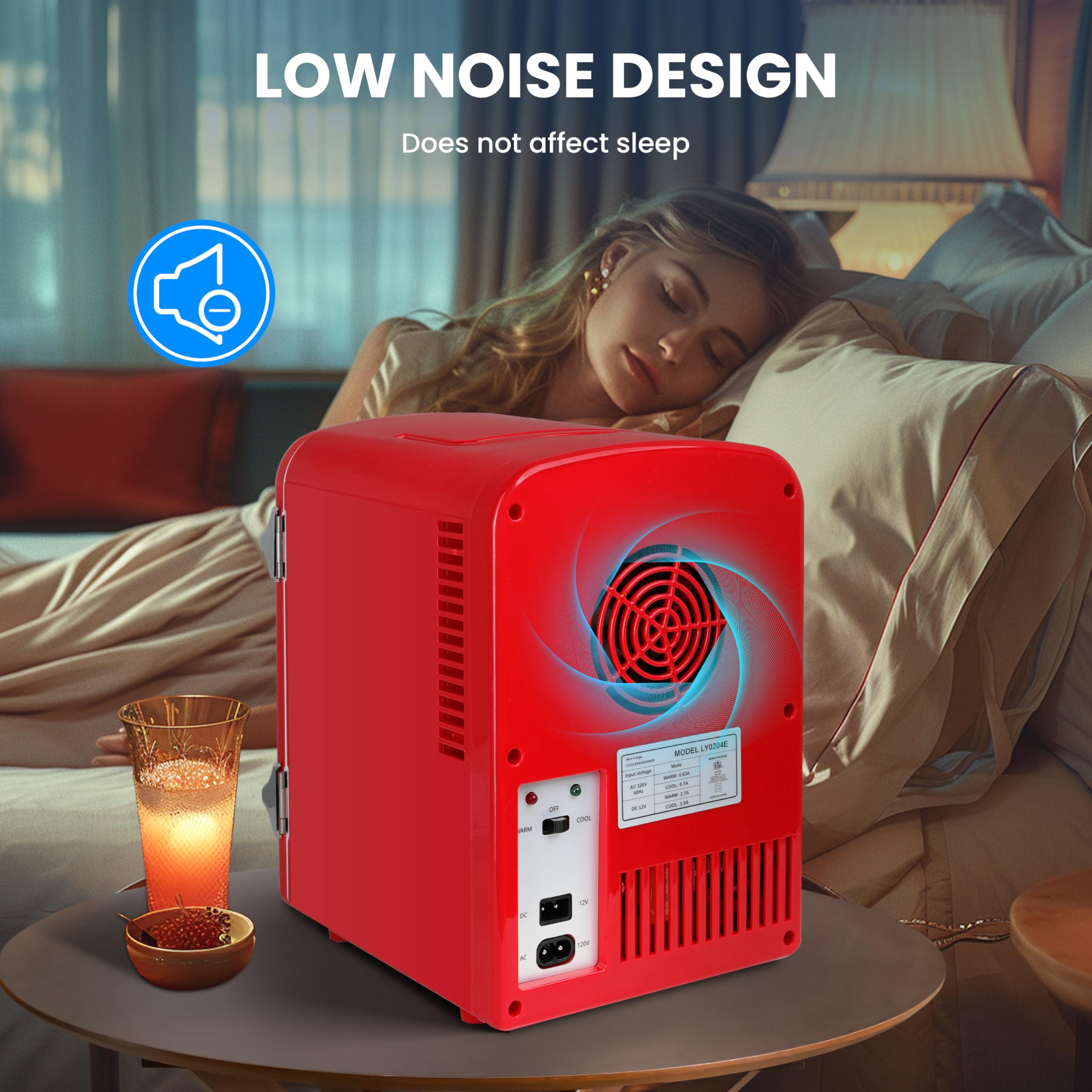 Simple Deluxe 4L Portable Mini Fridge Warmer and Cooler Six 12oz Cans Compact Refrigerator, 100% Freon-Free & Eco Friendly, 4 L, Red