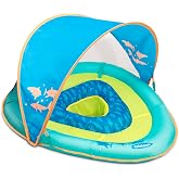SwimSchool Infant Baby Pool Floats, Free Swimming, Super Buoyant &ndash; Ages 6-24 Months &ndash; Multiple Colors/Styles &ndash; Adjustable Canopies and Seats, Splash &amp; Play Baby Floaties