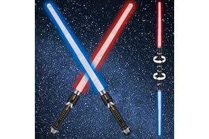 NAHSHON 2 Pack Light Sabers for Kids, 2-in-1 Retractable Light Up Sword Toy for Boys and Adults, Red Blue Lightsaber Role-Play Accessory for Play Fighting, Halloween Cosplay